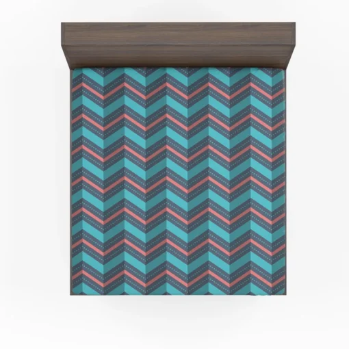 Pink And Blue Retro Chevron Fitted Sheet