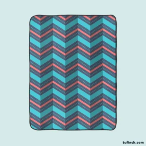 Pink And Blue Retro Chevron Fleece Blanket 1