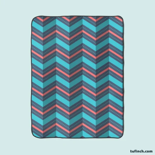 Pink And Blue Retro Chevron Fleece Blanket 1