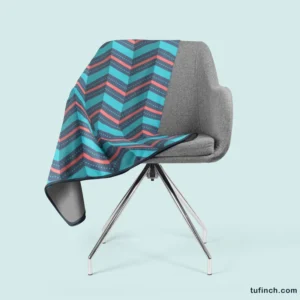 Pink And Blue Retro Chevron Fleece Blanket 2