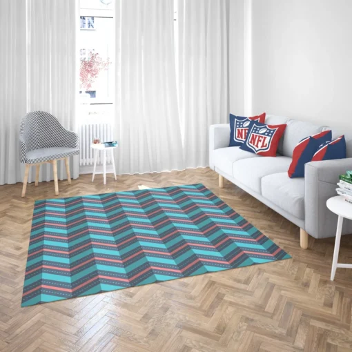 Pink And Blue Retro Chevron Rug 2