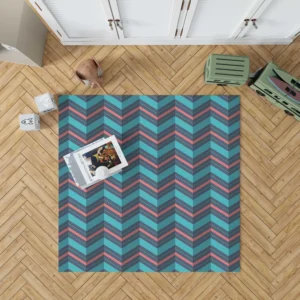 Pink And Blue Retro Chevron Rug