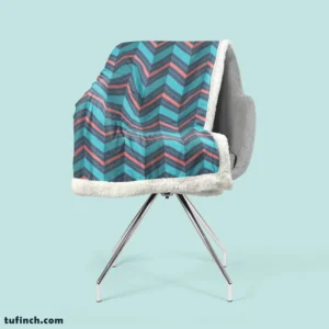 Pink And Blue Retro Chevron Sherpa Fleece Blanket 2