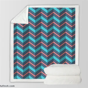 Pink And Blue Retro Chevron Sherpa Fleece Blanket