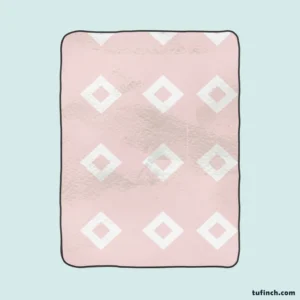 Pink And White Diamond Pattern Fleece Blanket 1