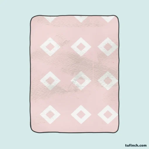 Pink And White Diamond Pattern Fleece Blanket 1