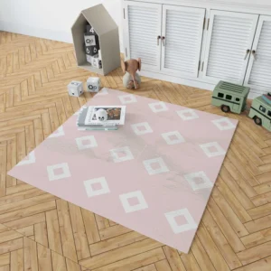 Pink And White Diamond Pattern Rug 1