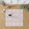 Pink And White Diamond Pattern Rug