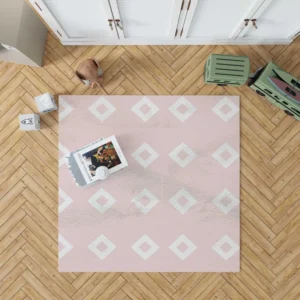 Pink And White Diamond Pattern Rug