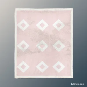 Pink And White Diamond Pattern Sherpa Fleece Blanket 1