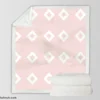 Pink And White Diamond Pattern Sherpa Fleece Blanket