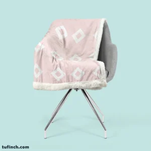 Pink And White Diamond Pattern Sherpa Fleece Blanket 2