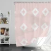 Pink And White Diamond Pattern Shower Curtain