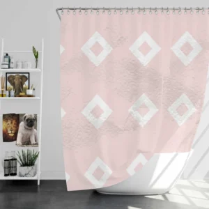 Pink And White Diamond Pattern Shower Curtain