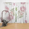 Pink And White Rose Watercolor Curtain