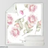 Pink And White Rose Watercolor Sherpa Fleece Blanket