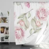 Pink And White Rose Watercolor Shower Curtain