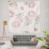 Pink And White Rose Watercolor Wall Tapestry