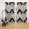 Pink Black Grey Marble Argyle Pattern Curtain