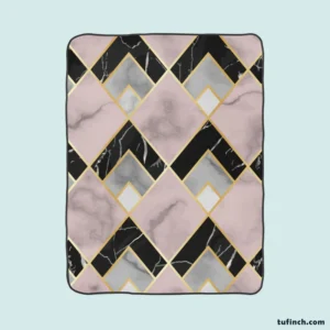 Pink Black Grey Marble Argyle Pattern Fleece Blanket 1