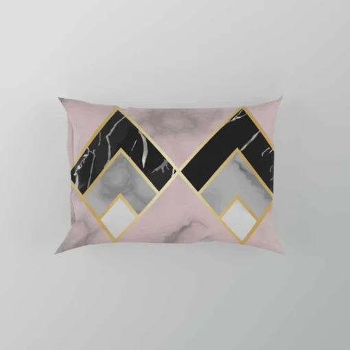 Pink Black Grey Marble Argyle Pattern Pillow Case