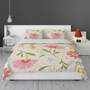 Pink Blooming Flowers Bedding Set 1