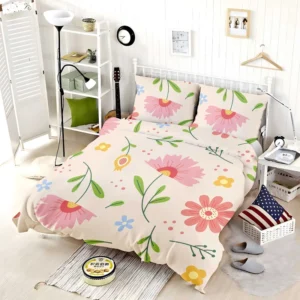 Pink Blooming Flowers Bedding Set