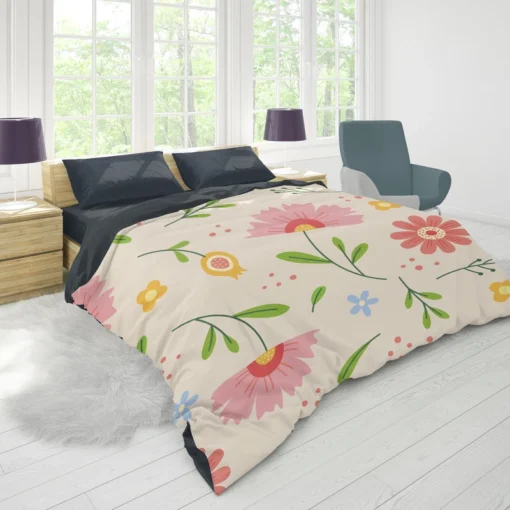 Pink Blooming Flowers Duvet Cover 1