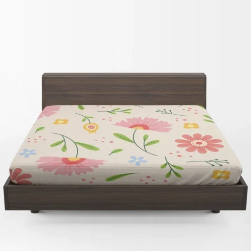 Pink Blooming Flowers Fitted Sheet 1