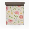 Pink Blooming Flowers Fitted Sheet