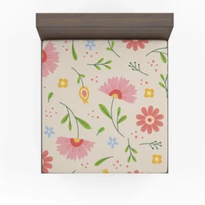 Pink Blooming Flowers Fitted Sheet