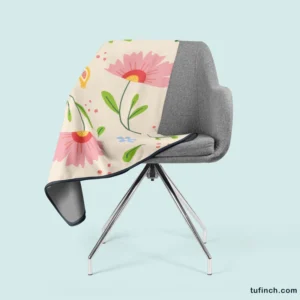 Pink Blooming Flowers Fleece Blanket 2