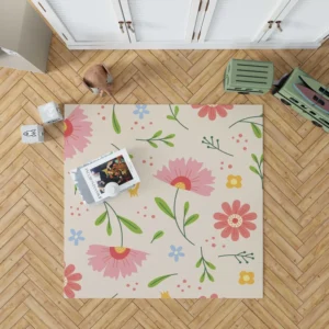 Pink Blooming Flowers Rug