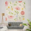 Pink Blooming Flowers Wall Tapestry