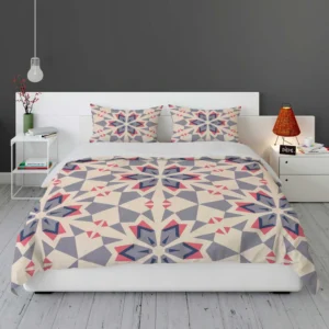 Pink Blue Kaleidoscope Floral Pattern Bedding Set 1