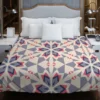 Pink Blue Kaleidoscope Floral Pattern Duvet Cover