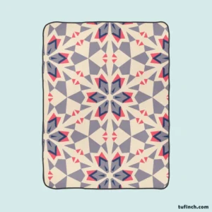 Pink Blue Kaleidoscope Floral Pattern Fleece Blanket 1