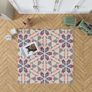 Pink Blue Kaleidoscope Floral Pattern Rug