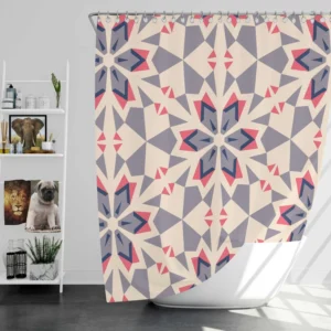 Pink Blue Kaleidoscope Floral Pattern Shower Curtain