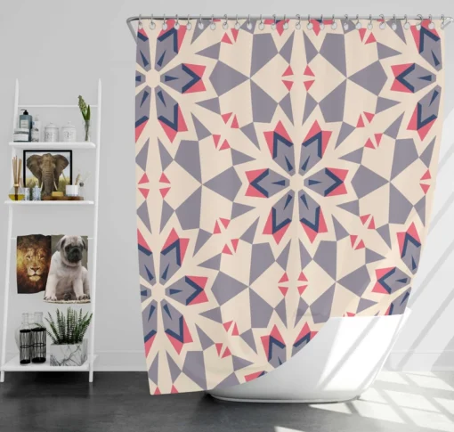 Pink Blue Kaleidoscope Floral Pattern Shower Curtain