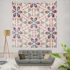 Pink Blue Kaleidoscope Floral Pattern Wall Tapestry