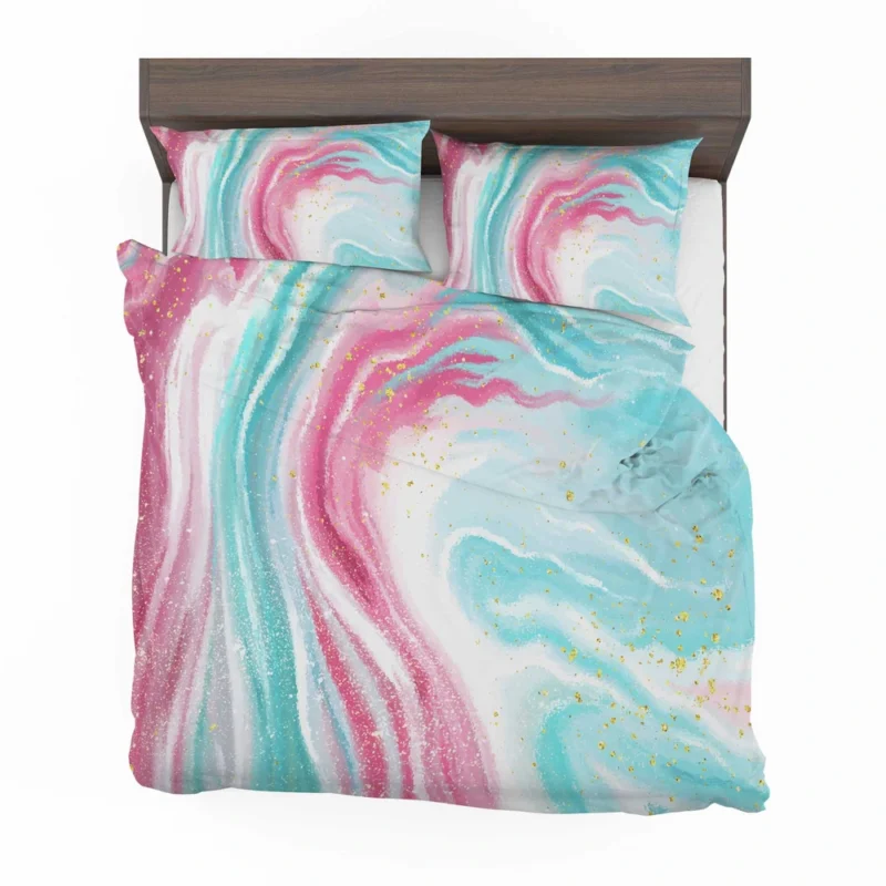 Pink Blue Marble Effects Bedding Set 2