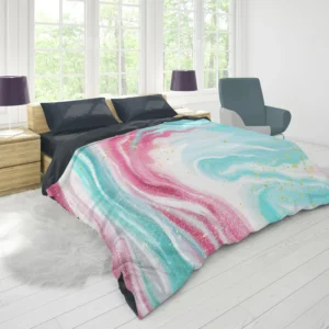 Pink Blue Marble Effects Duvet Cover 1