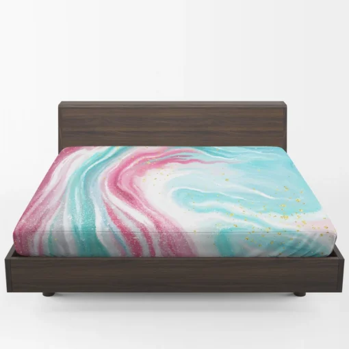 Pink Blue Marble Effects Fitted Sheet 1