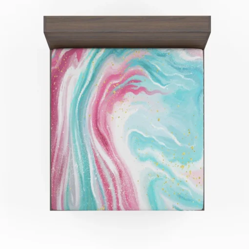 Pink Blue Marble Effects Fitted Sheet