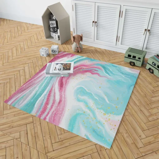 Pink Blue Marble Effects Rug 1