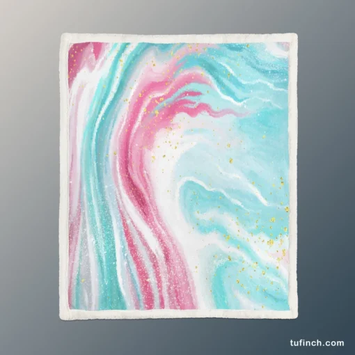 Pink Blue Marble Effects Sherpa Fleece Blanket 1