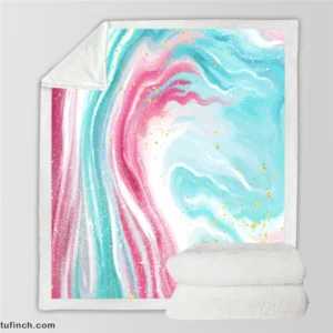 Pink Blue Marble Effects Sherpa Fleece Blanket