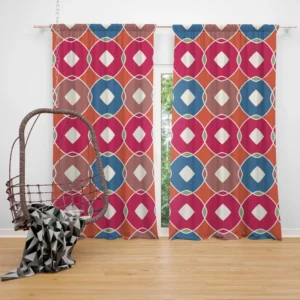 Pink Blue Purple Geometric Curtain