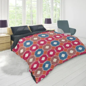 Pink Blue Purple Geometric Duvet Cover 1